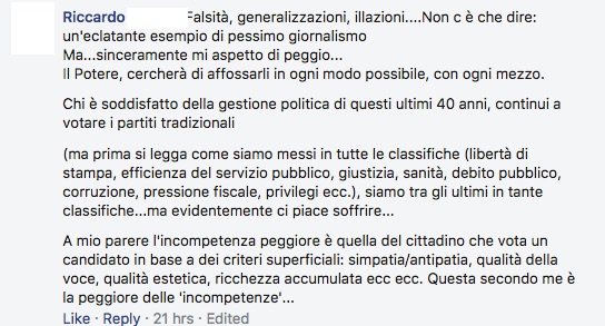 Dibattiti politici italiani su Facebook.